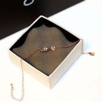 玫瑰金純銀手鍊 鑲鑽手環 -韓版個性LOVE字母七夕情人節禮物女飾品73jq48【獨家進口】【米蘭精品】