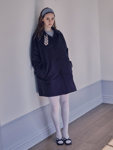 OVERSIZED HALF COAT [NAVY]