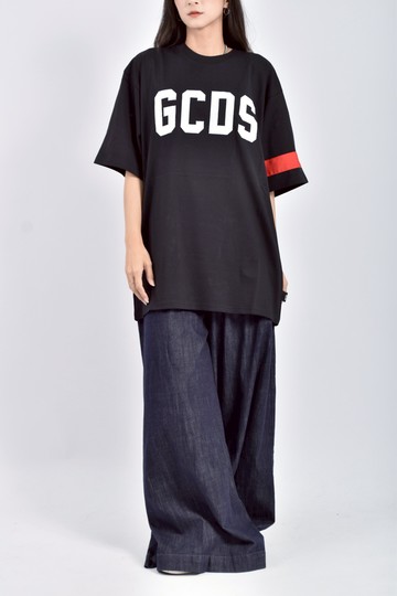 (L) gcds質感棉質logo純棉黑色短袖上衣