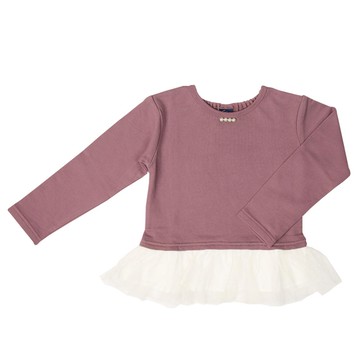 akachan honpo - 休閒上衣-下擺拼接-紫色