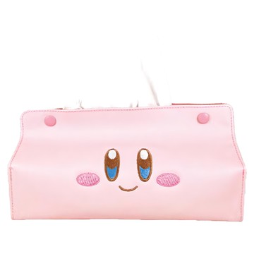 Nintendo 任天堂 可愛皮革面紙套 居家辦公室裝飾  卡比造型 粉紅色  13 x 24 x 14cm