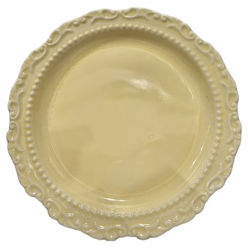 JUST HOME 法式浮雕7吋陶瓷平盤4入組  平盤4個  黃色  1組