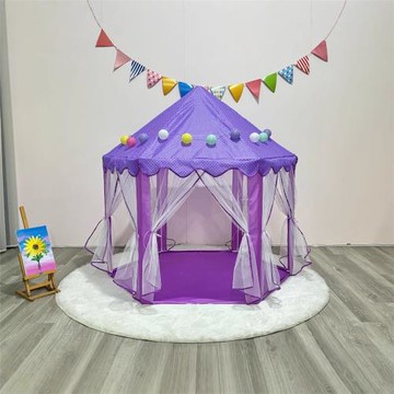 兒童室內六角帳篷批發公主城堡別墅紫色小屋女孩夢幻過家家玩具屋