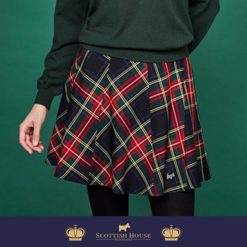 【Scottish House】 不規則剪接格紋圓裙 (CGT12110)