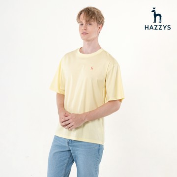 【HAZZYS】男款淺黃色棉質圓領上衣 YUTEB101