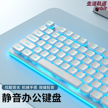 【靜音高顏值】有線鍵盤 機械鍵盤 遊戲鍵盤 辦公鍵盤 背光鍵盤 白冰藍背光 機械手感 靜音按鍵 筆記本臺式機通用