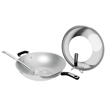 Tefal 特福 電磁爐適用 Savory頂級不鏽鋼 36cm炒菜鍋組合  1個  單柄炒鍋 + 鍋蓋 + 鍋鏟  銀色