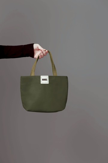 簡約跳色 帆布小手提袋 / 便當袋 / 軍綠+卡其