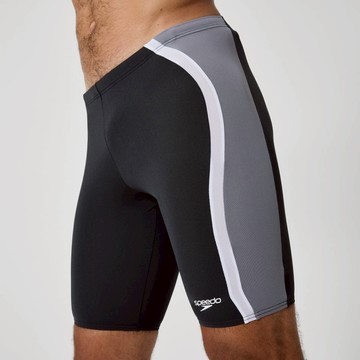 SPEEDO SOLID SPLICE 男運動及膝泳褲 黑/鉛灰/白 SD8A000156004【樂買網】