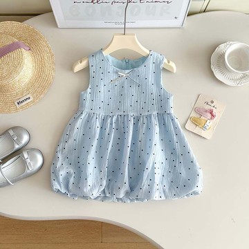Mimo⭐女童連衣裙夏季波點花苞女寶寶蝴蝶背心韓版公主裙子