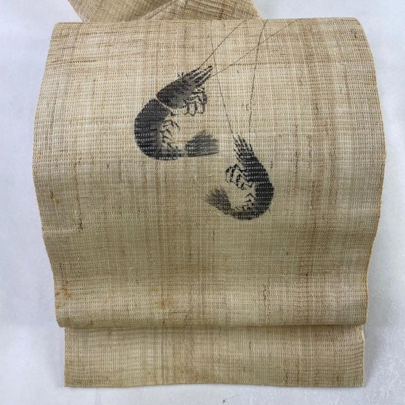 名古屋帯 美品 名品 夏帯 海老 ベージュ 麻 中古 通販 LINEポイント 