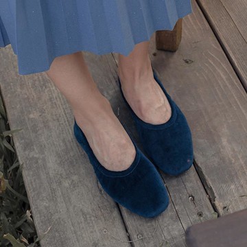 RCha。絨毛摺疊芭蕾平底鞋