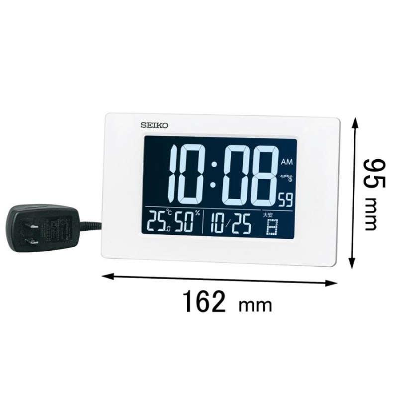 セイコー クロック 掛け時計 置き時計 兼用 電波 デジタル 交流式 カラー液晶 シリーズC3 白 DL208W SEIKO - 8