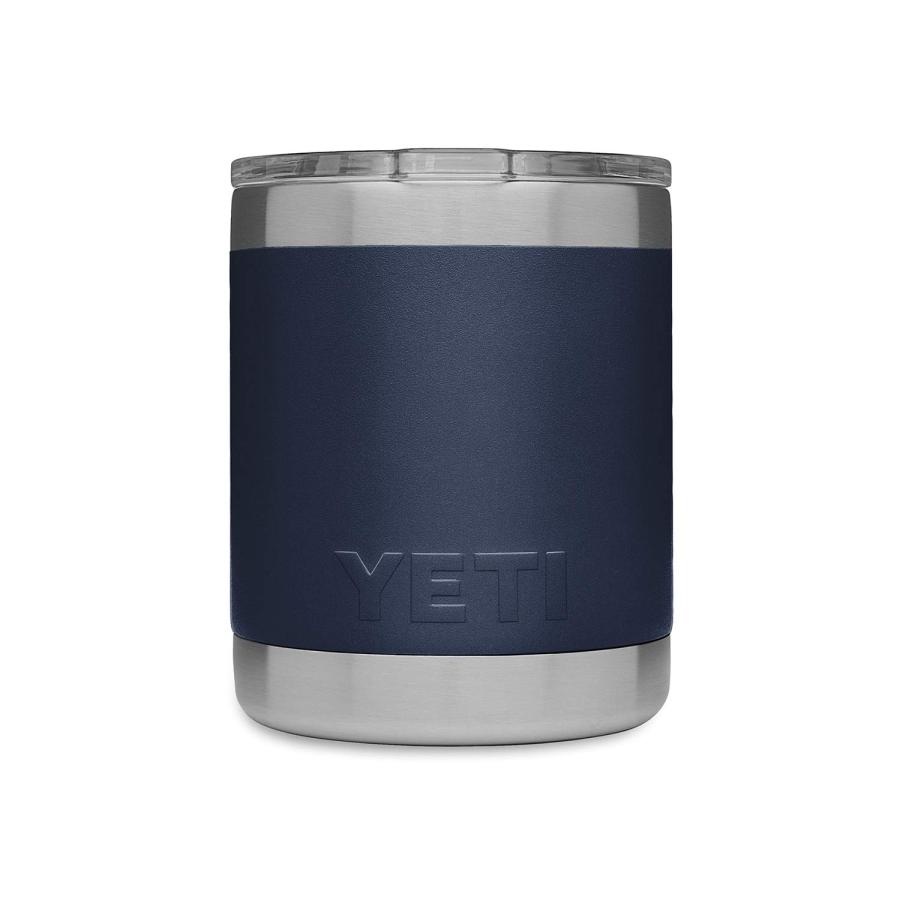 YETI Rambler 10オンス ローボール 蓋付き 真空断熱 ステンレス製、ネイビー