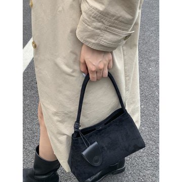 2025新款麂皮料包包中古腋下包時尚簡約單肩斜挎女包包有內袋