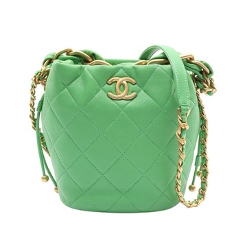 CHANEL 香奈兒 水桶包 兩用包 綠色 羊皮 【二手名牌BRAND OFF】