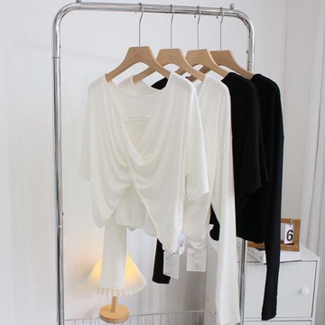 露背莫代爾T恤女夏休閑寬松健身跑步百搭純色軟糯瑜伽舞衫上衣潮