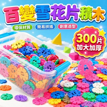台灣現貨🐯百變拼插雪花積木 附收納盒 300片 拼插幼兒童益智動腦 積木 早教積木拼裝 益智雪花片 環保玩具