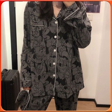 🥇台灣出貨🥇 新款ins韓國迪士尼米奇睡衣女日係網紅長袖開衫薄款傢居服兩件套 ✨️滿額免運✨️147-12-B