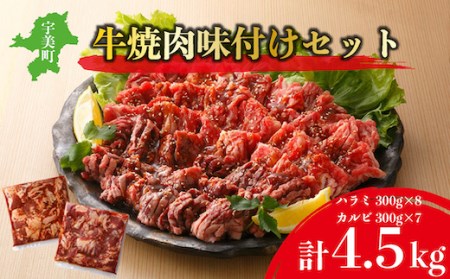 牛焼肉味付けセット約4.5kg 焼肉用牛肉 やきにく 焼き肉 牛肉 国産牛肉 牛焼肉 味付焼肉 焼肉 人気 大人気  人気焼肉 人気牛肉 大人気焼肉 大人気牛肉 ハラミ カルビ 福岡県 特産 EZ011