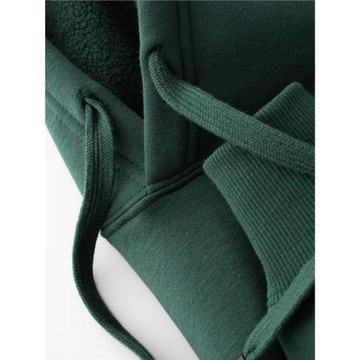 重磅600g墨綠色套頭寬松休閑加絨連帽衛衣男墨綠色保暖打底衫女冬