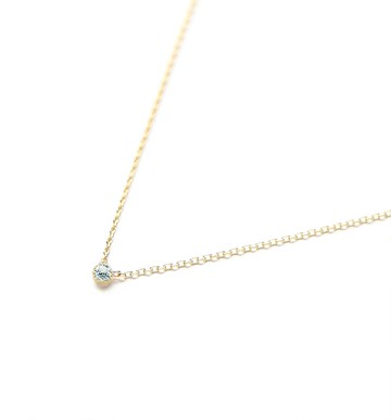 三月生日石 K10 海藍寶石單條項鍊 ~Petela~ (K18 可換)