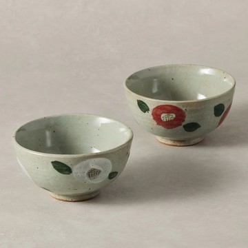 KOYOTOKI 美濃燒 - 昭和山茶飯碗 - 任選對碗組(11.7cm) - 白椿+赤椿
