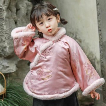 漢服女童民國風冬季中式夾棉兒童倒大袖旗袍寶寶中國風唐裝拜年服