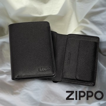 [隔日到貨] ZIPPO 原廠商品 黑色十字壓紋雙折皮夾 直立款 2007072