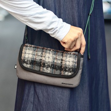 熱可可系列  側背包 收納手機包 格紋復古毛包    奧利奧可可