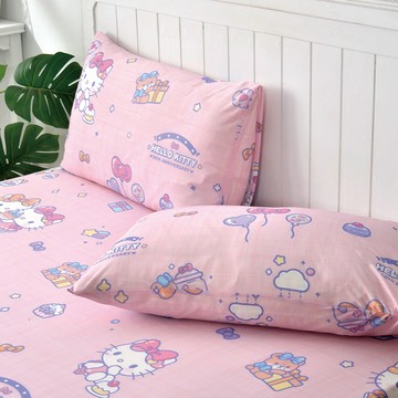 [超值組合]義大利La Belle《Sanrio-HELLO KITTY 生日派對》超COOL超涼感信封枕套--2入+大容量洗衣袋