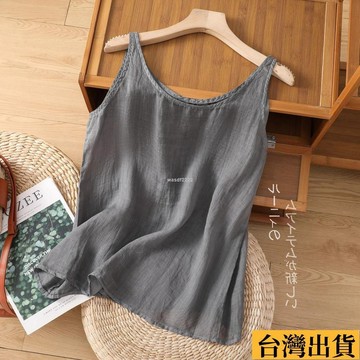 🌾限時低價🌴 藝文素色 簡約棉麻背心 女士 夏季薄款 透氣外穿內搭吊帶顯瘦亞麻上衣