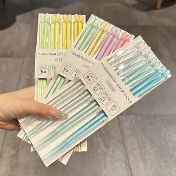 💛台灣有貨🚀🚀💛免運💛可開發票💛Rainbow彩虹筷子 蟲蟲同款出口透明水晶筷洗碗機可用尖頭防滑筷子