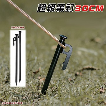 【露營趣】DS-202 超級黑釘 30cm 營釘 帳篷釘 適用天幕帳 客廳帳 炊事帳 家庭帳 別墅帳 露營 野營