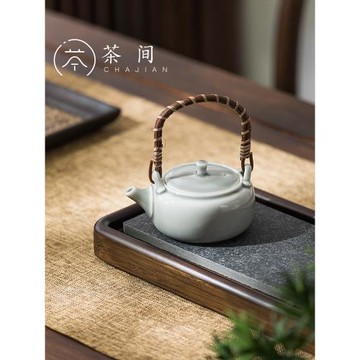 茶間｜日式小茶壺 煙灰系列 陶瓷簡約家用功夫茶具單泡茶壺提梁壺