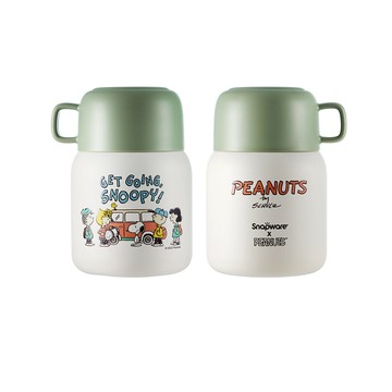 【康寧密扣Snapware】噴鋅陶瓷不鏽鋼隨行燜燒罐580ml-SNOOPY史努比 露營趣