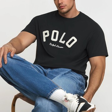 Polo Ralph Lauren RL 熱銷貼布下擺小馬圖案短袖T恤-黑色