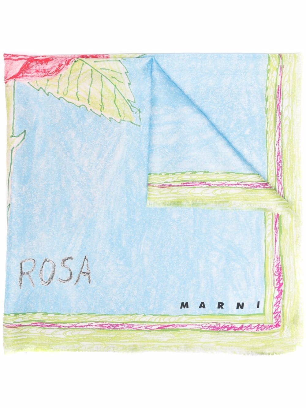 Marni - rose-print silk scarf - women - Silk - One Size - Blue