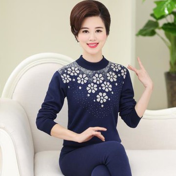 中老年保暖內衣女加絨加厚冬大碼套裝老人純棉中高領媽媽秋衣秋褲