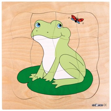 educo 四層拼圖之成長系列 青蛙 木製玩具 4歲以上適用  31片  1組