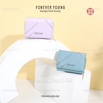 皮夾女 女錢包 女錢包 多卡位 大容量 零錢包 forever young錢包女士短款PU高級感三折零錢包多卡位包包 手