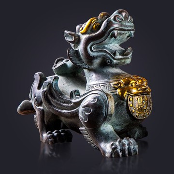 異麗全銅貔貅納財擺件 新中式家居裝飾品 客廳辦公室納福桌面擺件