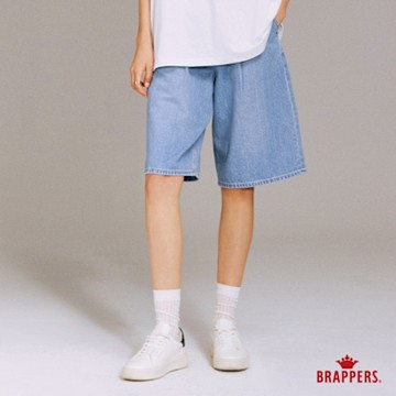 BRAPPERS 女款 Boy friend系列-高腰全棉五分褲-淺藍