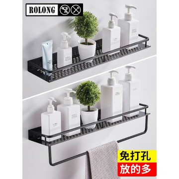 免打孔衛生間浴室置物架壁掛式洗澡洗手間廁所洗漱臺毛巾收納墻上