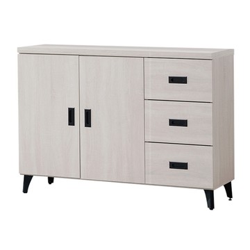 文創集 皮歐利 現代4尺二門三抽餐櫃/收納櫃(二色可選)-121x42.4x88cm免組