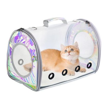 貓包透明外出便攜包車載透氣貓咪背包寵物透氣鐳射斜跨背包手提
