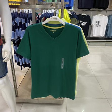 Baleno班尼路男裝純棉圓領T恤 休閑青年V領t恤男短袖百搭上衣恤衫