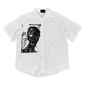 FLEE BASEMENT 小眾復古簡約百搭手工人像印花廓形短袖襯衫男女