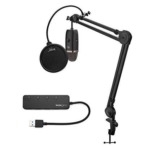 BLUE マイクロフォン Yeti X USB (Dark グレー) Bundle with Knox Gear Boom Arm, Pop Filter and 4-Port USB 3.0 Hub (4 Items)