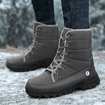 高幫情侶雪地靴滑雪鞋男女士雪地靴防水高幫登山鞋雪地靴抓絨保暖棉鞋防寒保暖棉靴